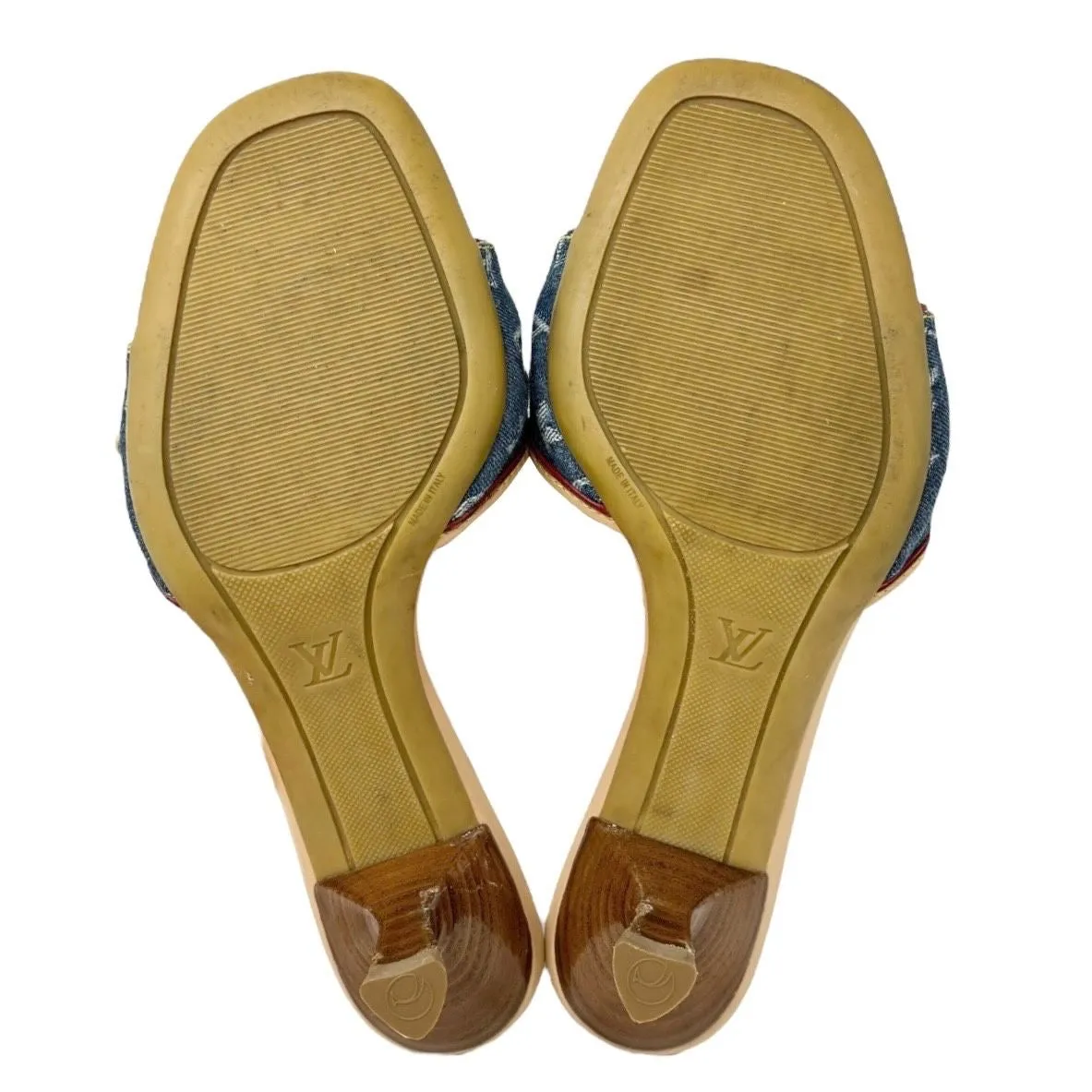 Louis Vuitton Blue Denim Kitten Heels