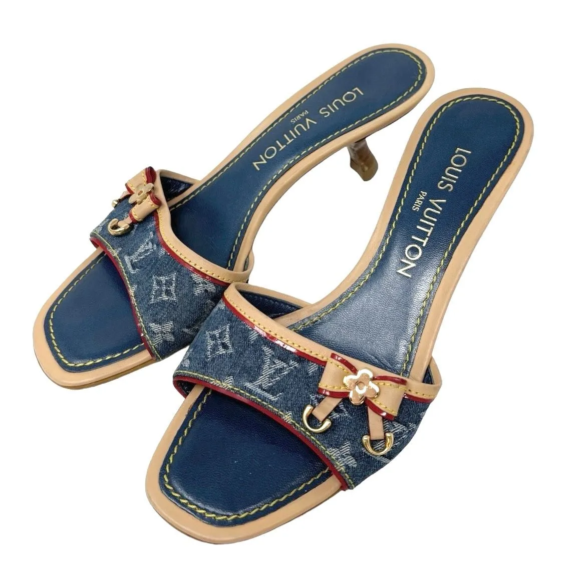 Louis Vuitton Blue Denim Kitten Heels