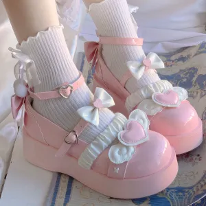 Love Wings Bow Platform Shoes