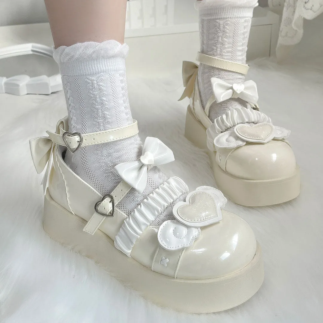 Love Wings Bow Platform Shoes