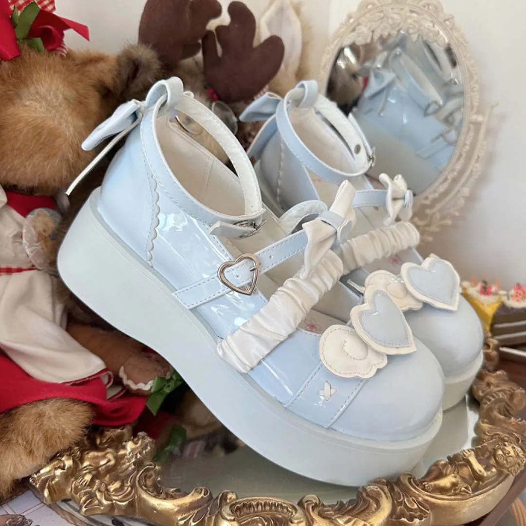 Love Wings Bow Platform Shoes