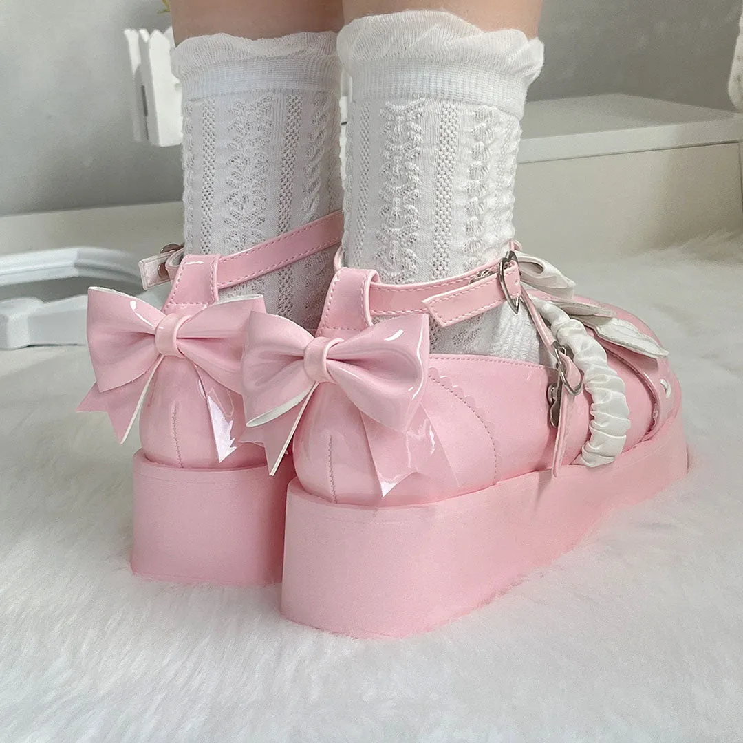 Love Wings Bow Platform Shoes