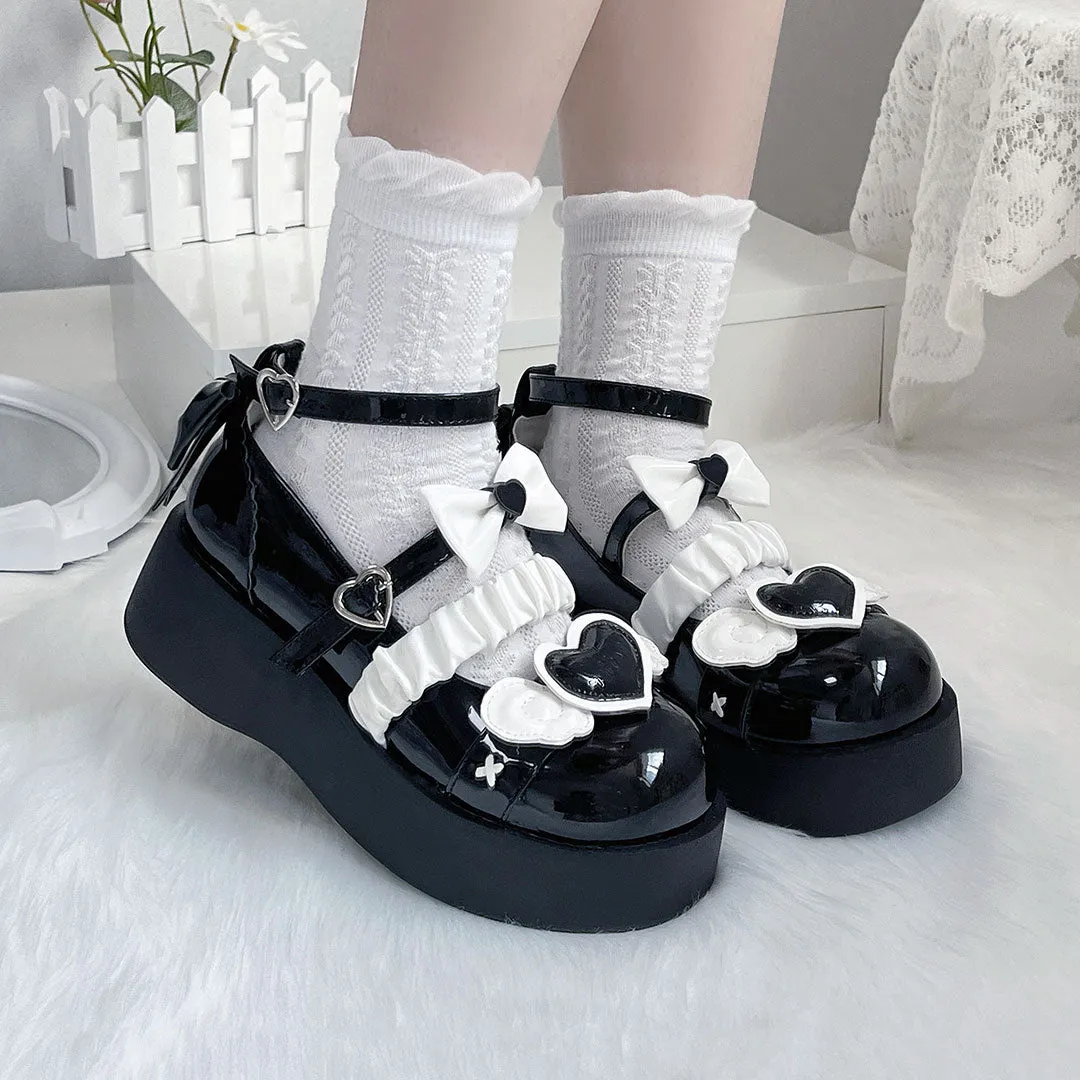 Love Wings Bow Platform Shoes
