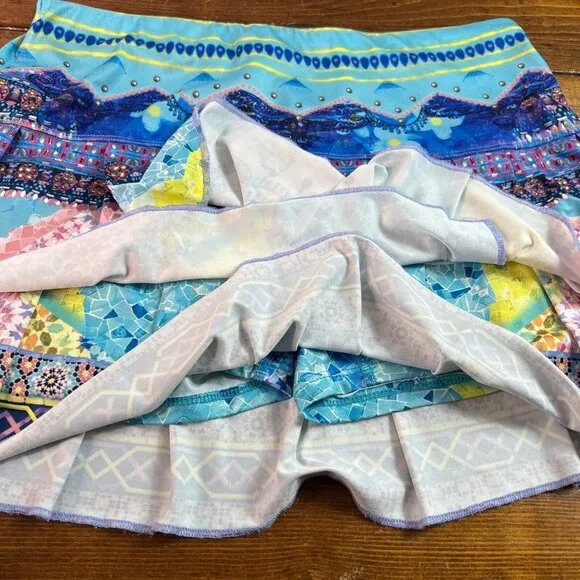 Lucky In Love Skort size Medium Golf Tennis Pickleball Layered Ruffles Colorful
