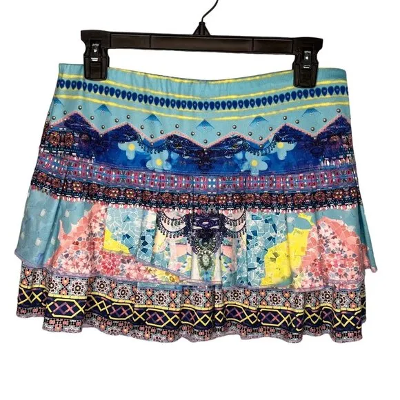 Lucky In Love Skort size Medium Golf Tennis Pickleball Layered Ruffles Colorful