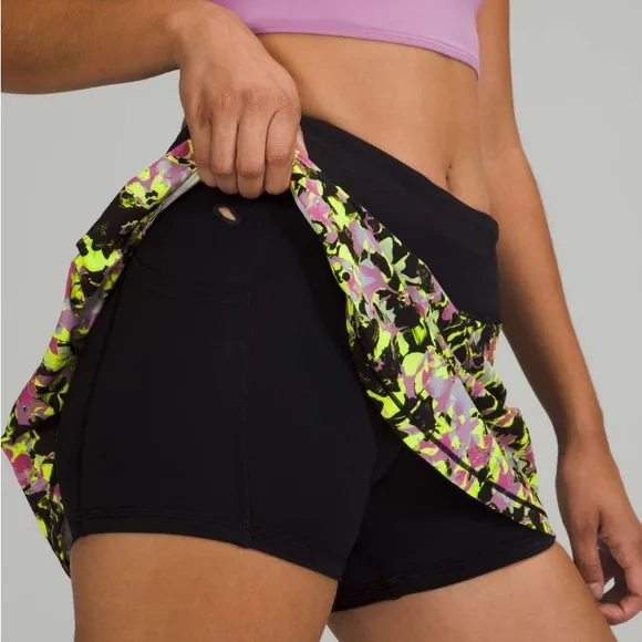 Lululemon Pace Rival Mid-Rise SkirtInflected Highlight Yellow Multi / Black 4
