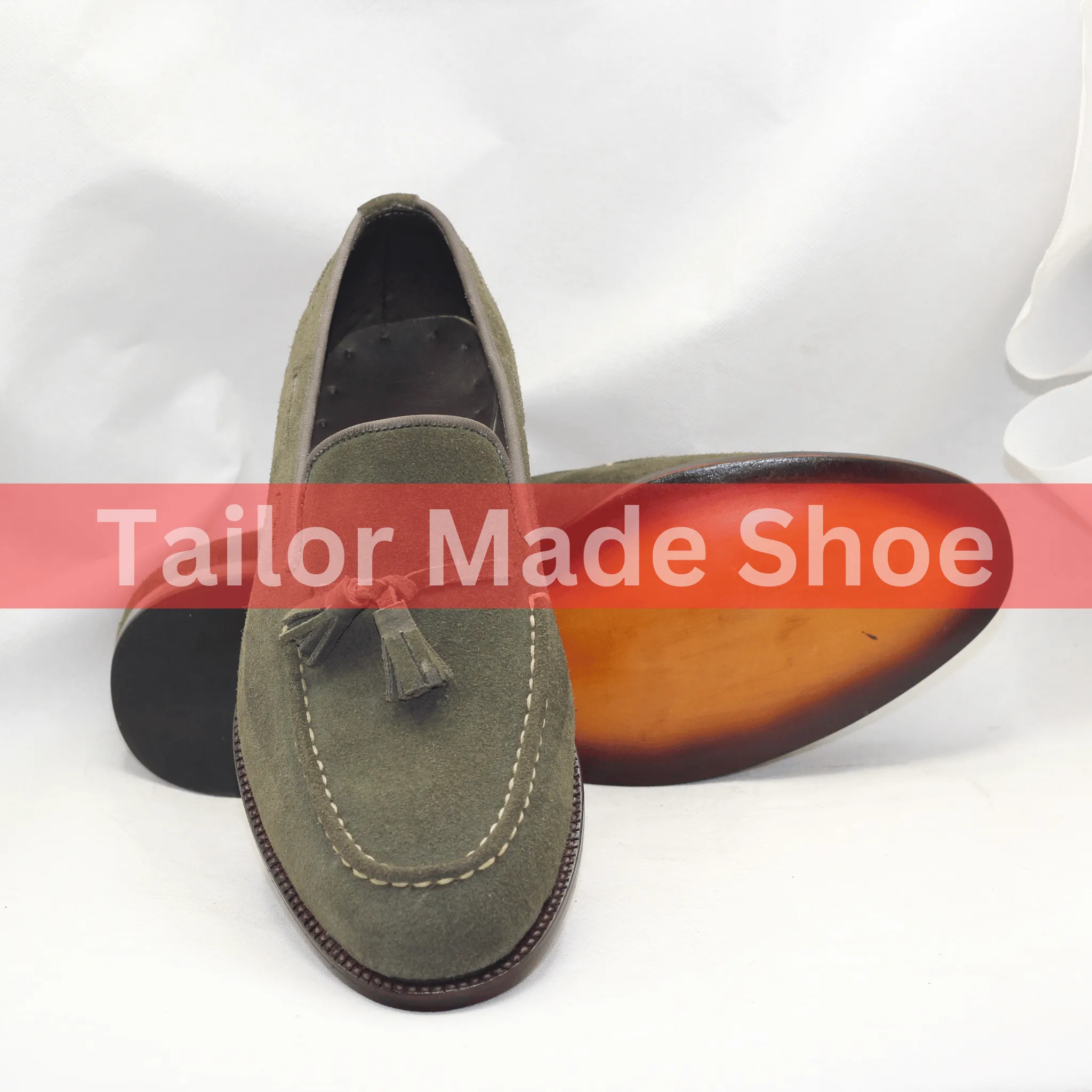 Luxury Men’s Green Suede Tassel Loafers Sophisticated Olive Green Suede Loafers – Comfortable and Durable Design – Perfect for Casual and Formal Wear