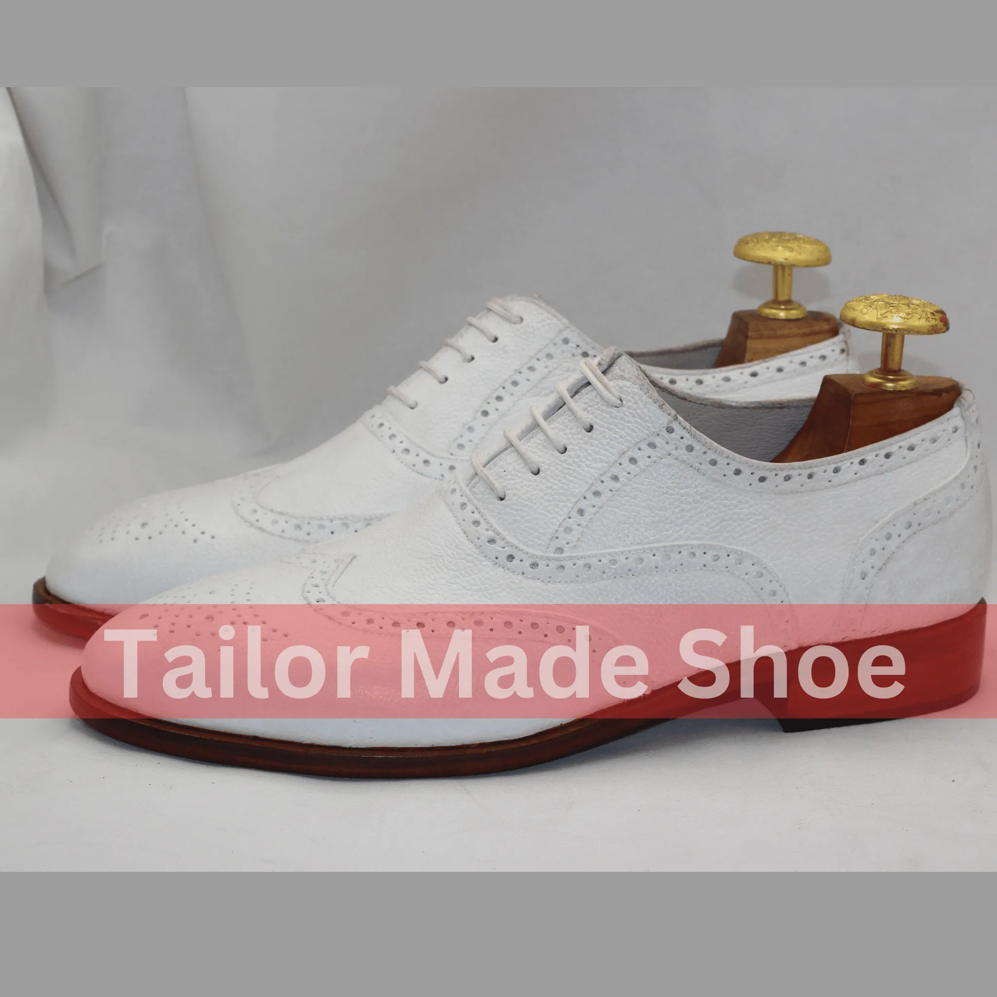 Men's Classic White Leather Brogue Shoes Sophisticated White Oxford Brogues – Stylish and Comfortable – Handmade and Premium Quality