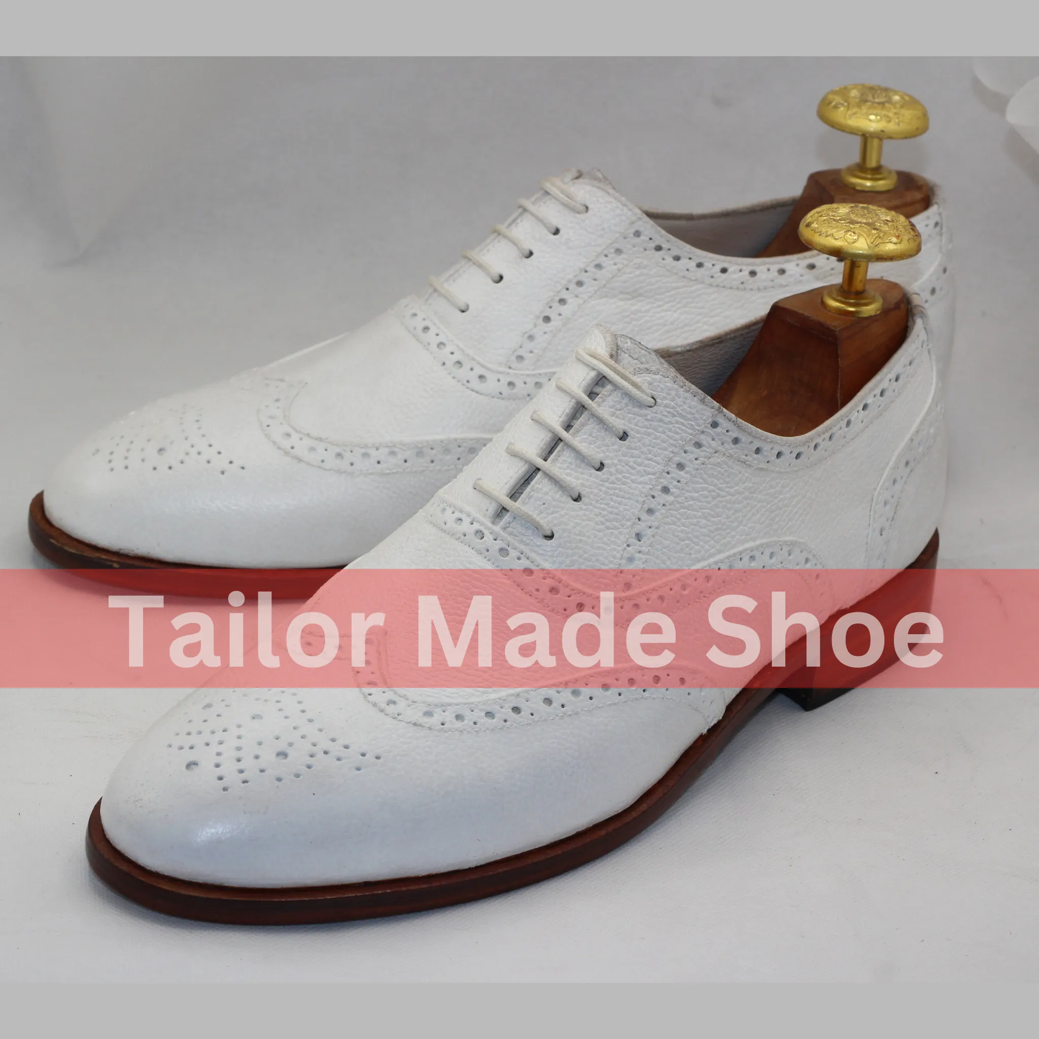 Men's Classic White Leather Brogue Shoes Sophisticated White Oxford Brogues – Stylish and Comfortable – Handmade and Premium Quality