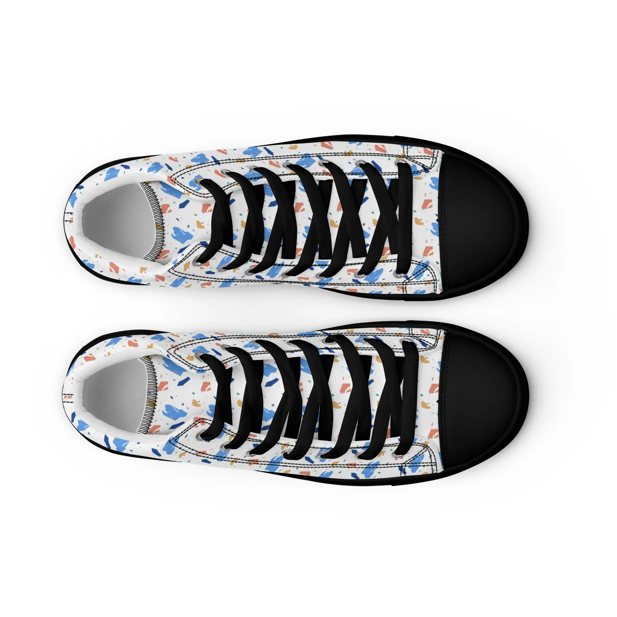 Men’s high top canvas shoes  - Colorful terrazzo pattern design - print on demand