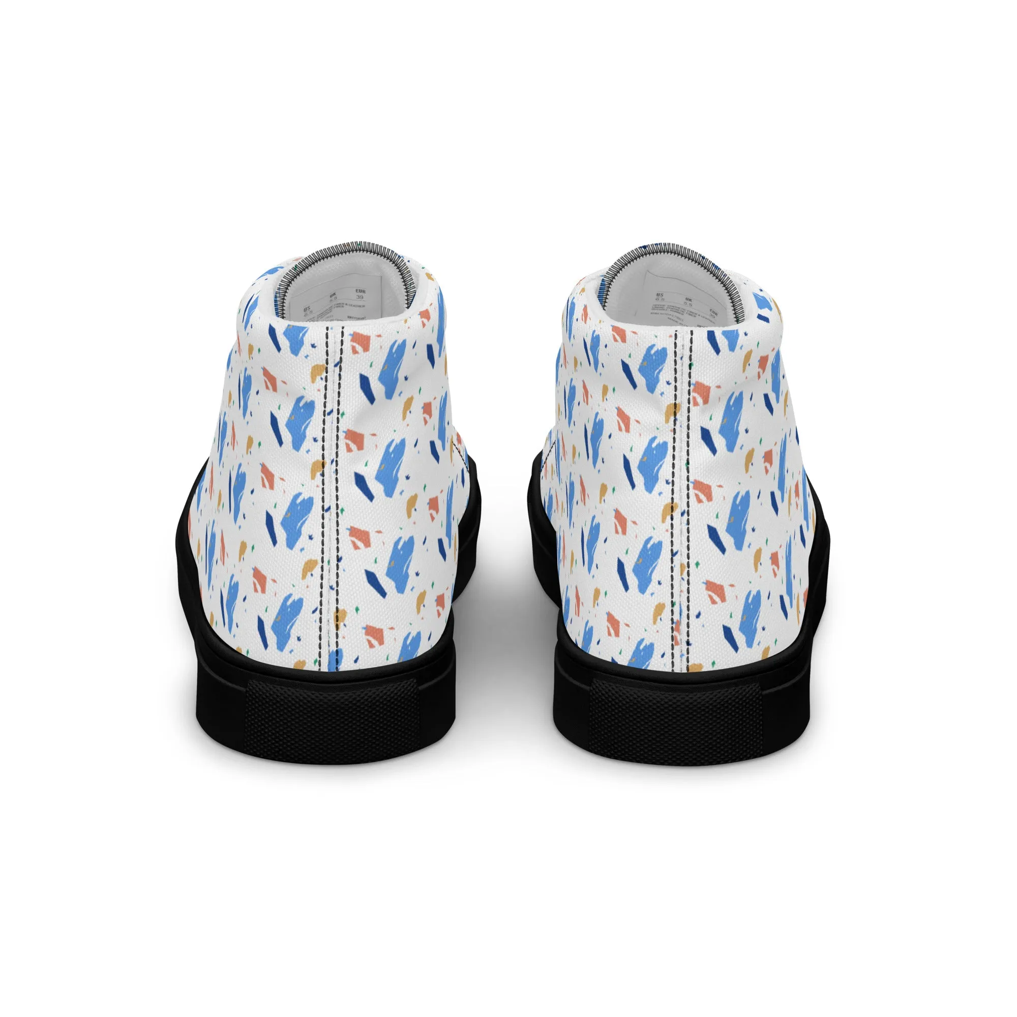 Men’s high top canvas shoes  - Colorful terrazzo pattern design - print on demand