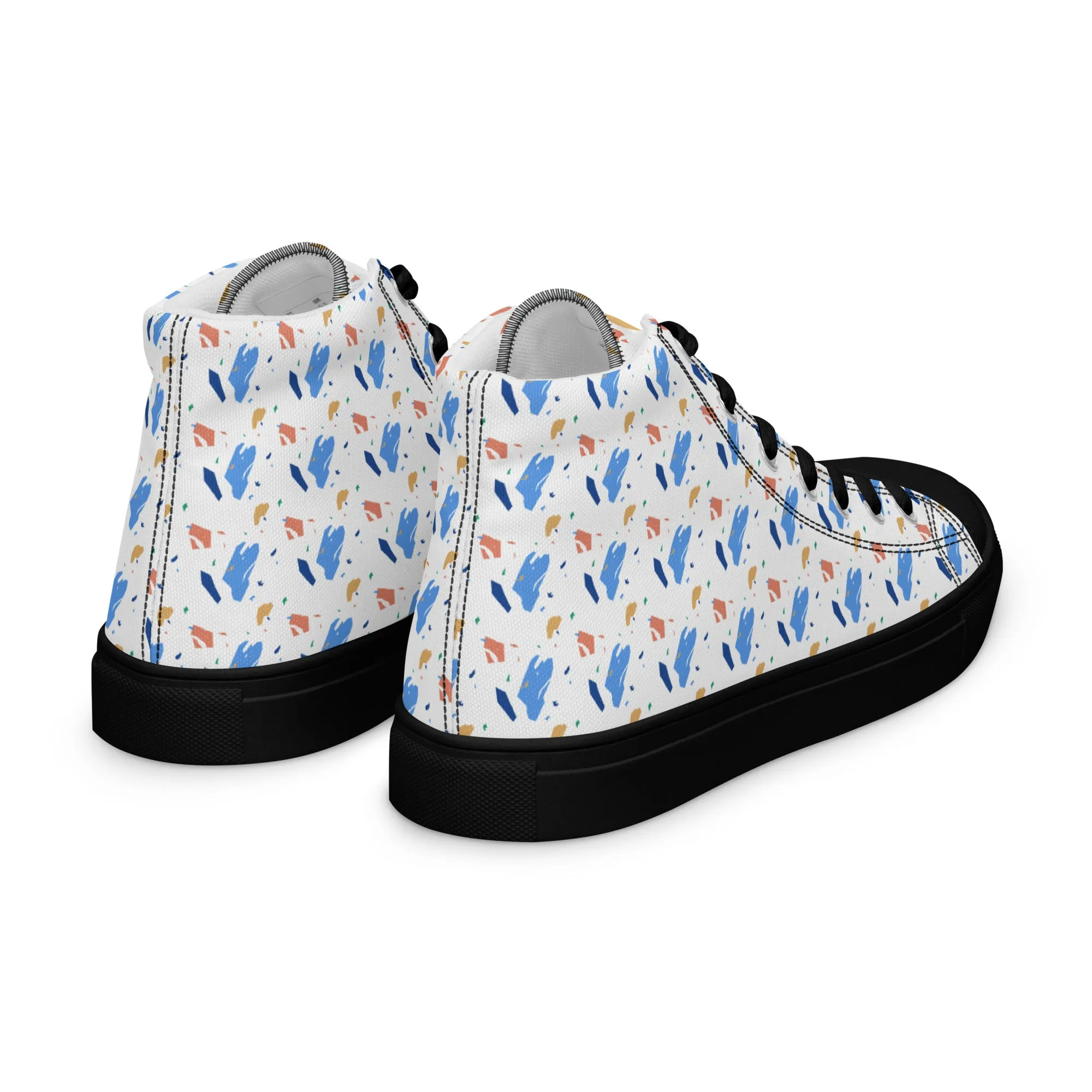 Men’s high top canvas shoes  - Colorful terrazzo pattern design - print on demand