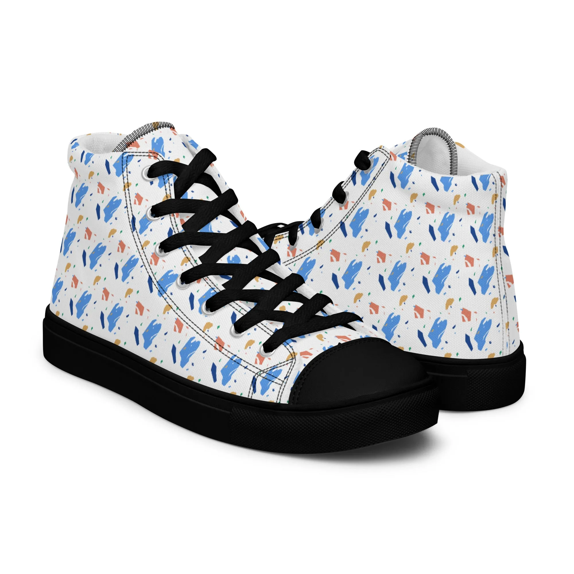 Men’s high top canvas shoes  - Colorful terrazzo pattern design - print on demand