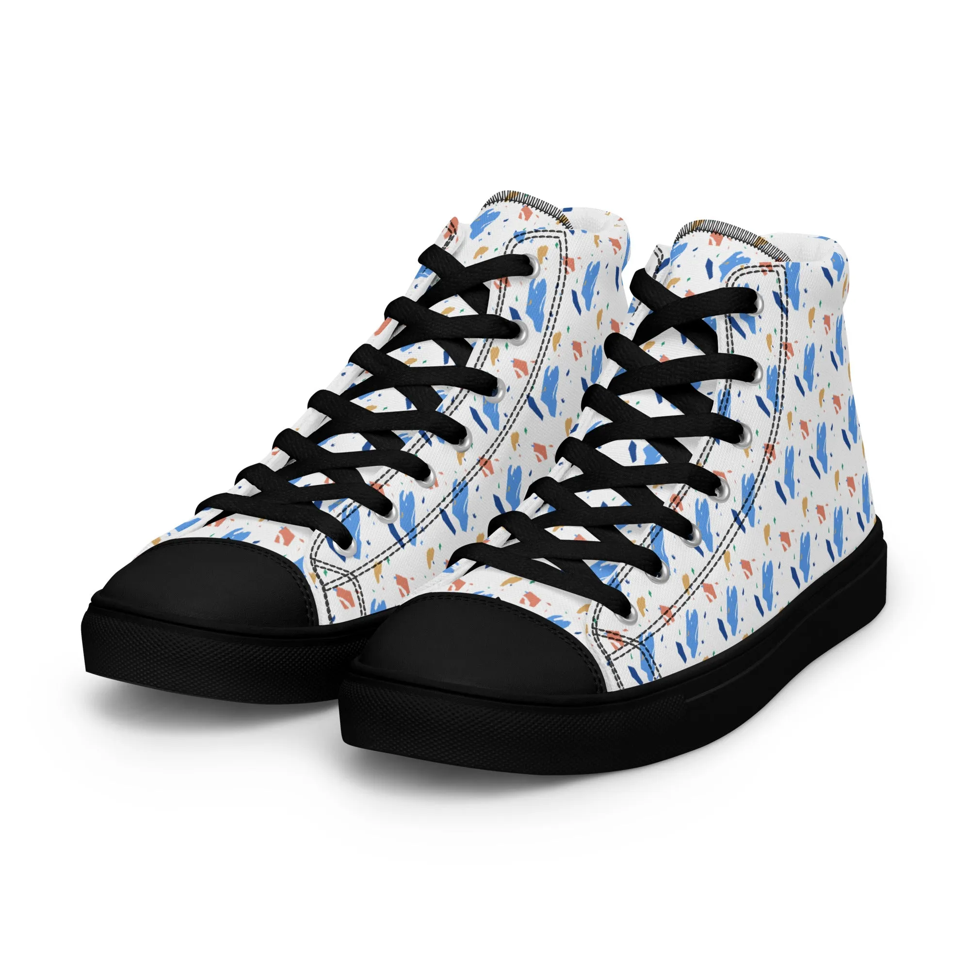 Men’s high top canvas shoes  - Colorful terrazzo pattern design - print on demand