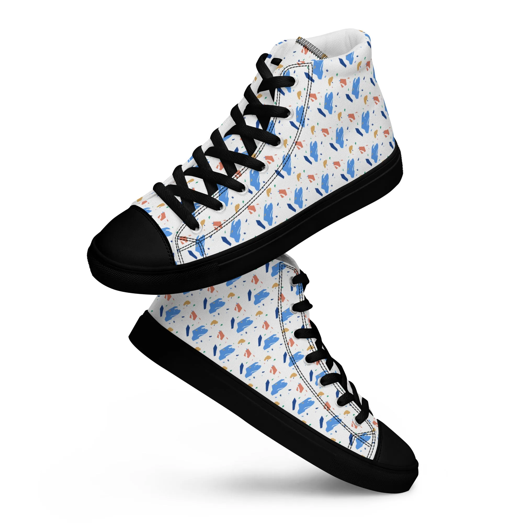 Men’s high top canvas shoes  - Colorful terrazzo pattern design - print on demand