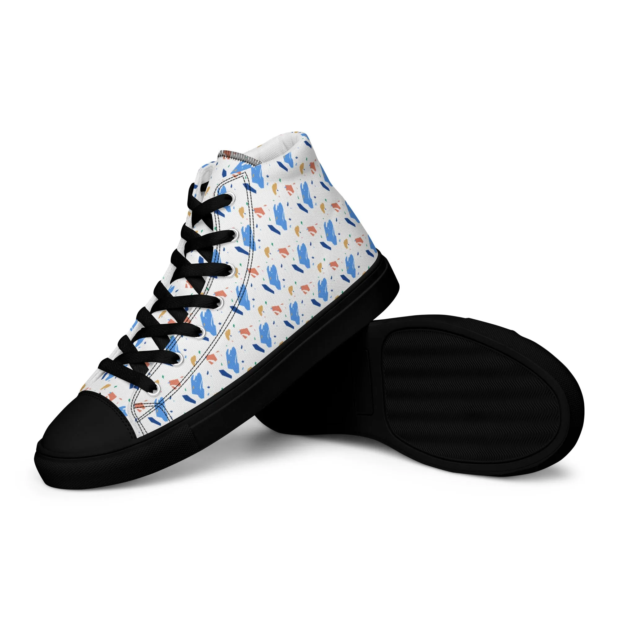 Men’s high top canvas shoes  - Colorful terrazzo pattern design - print on demand
