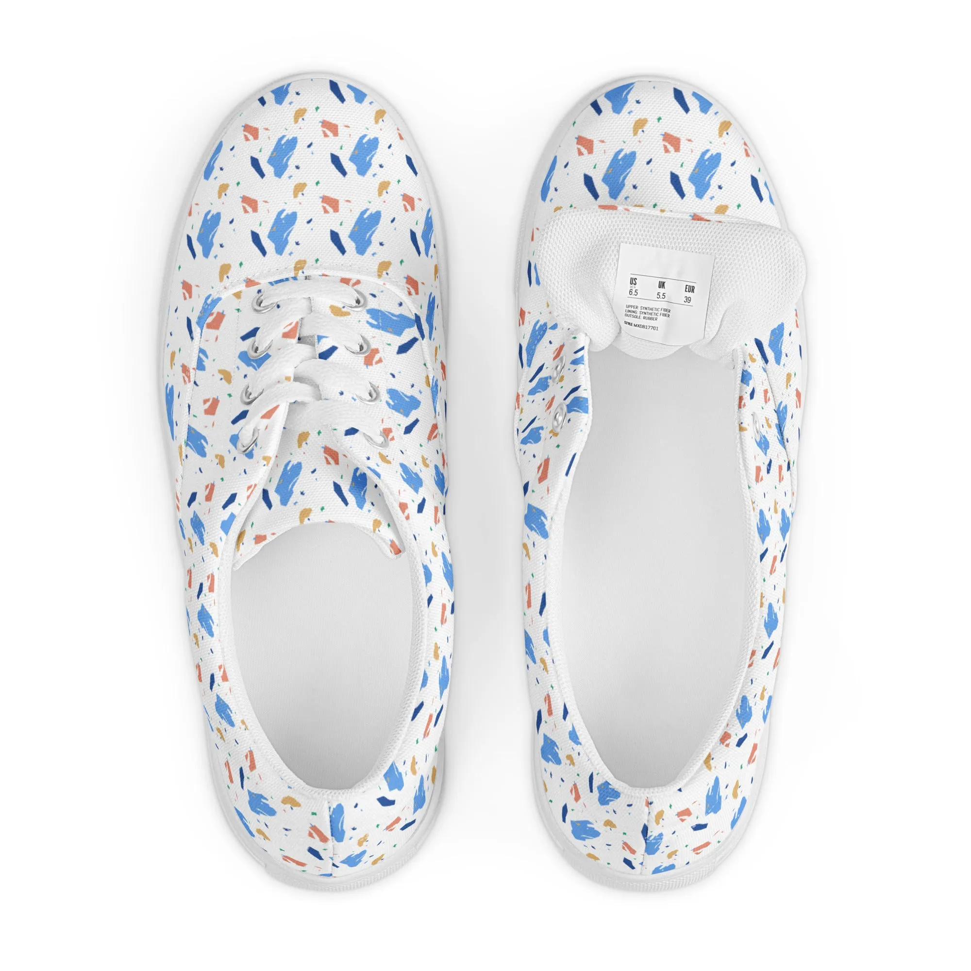 Men’s lace-up canvas shoes  - Colorful terrazzo pattern design - print on demand