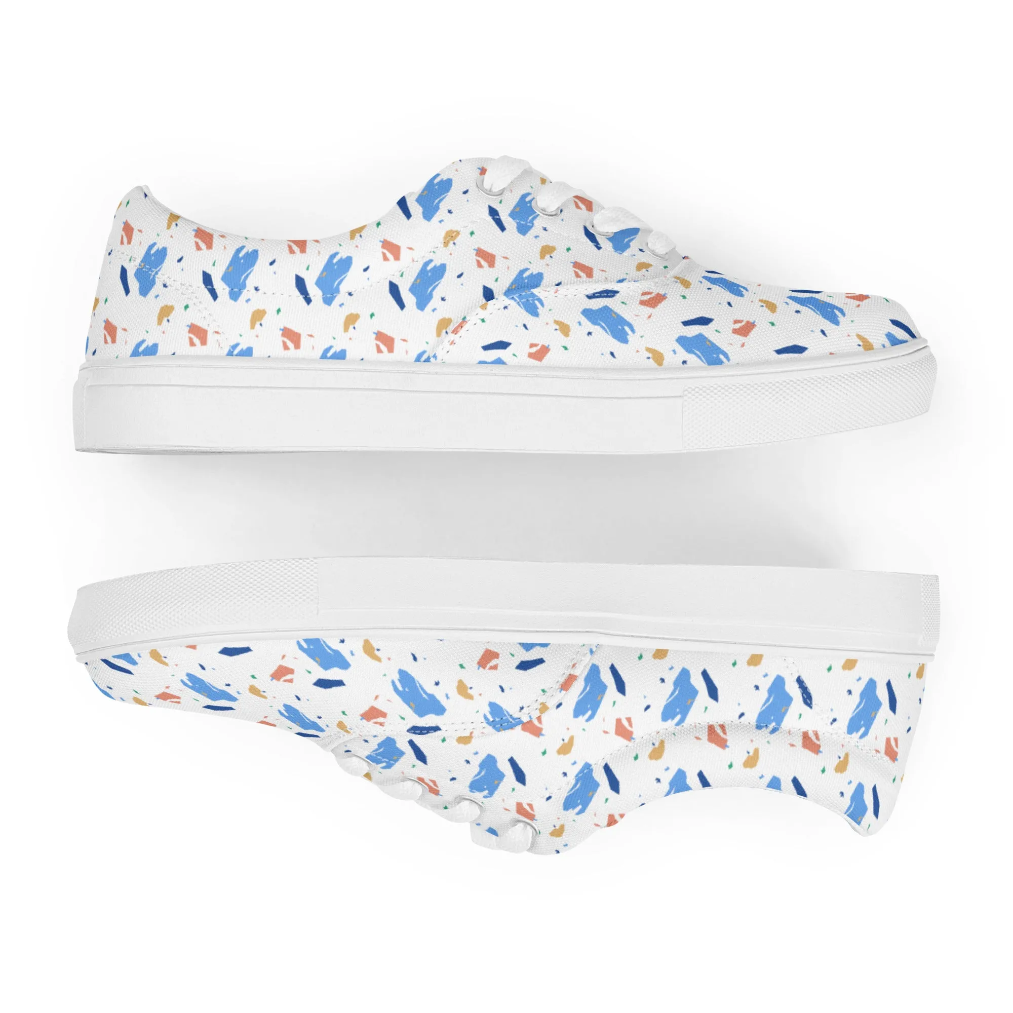 Men’s lace-up canvas shoes  - Colorful terrazzo pattern design - print on demand