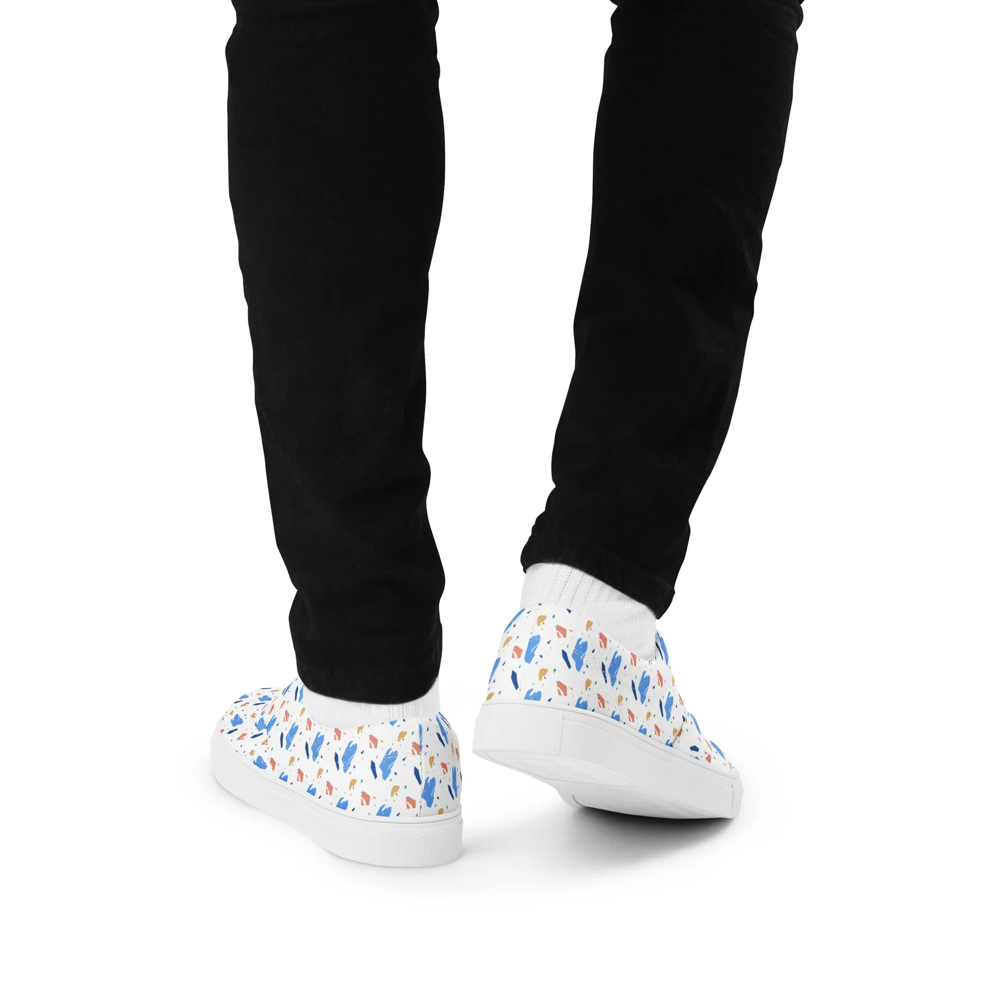 Men’s lace-up canvas shoes  - Colorful terrazzo pattern design - print on demand