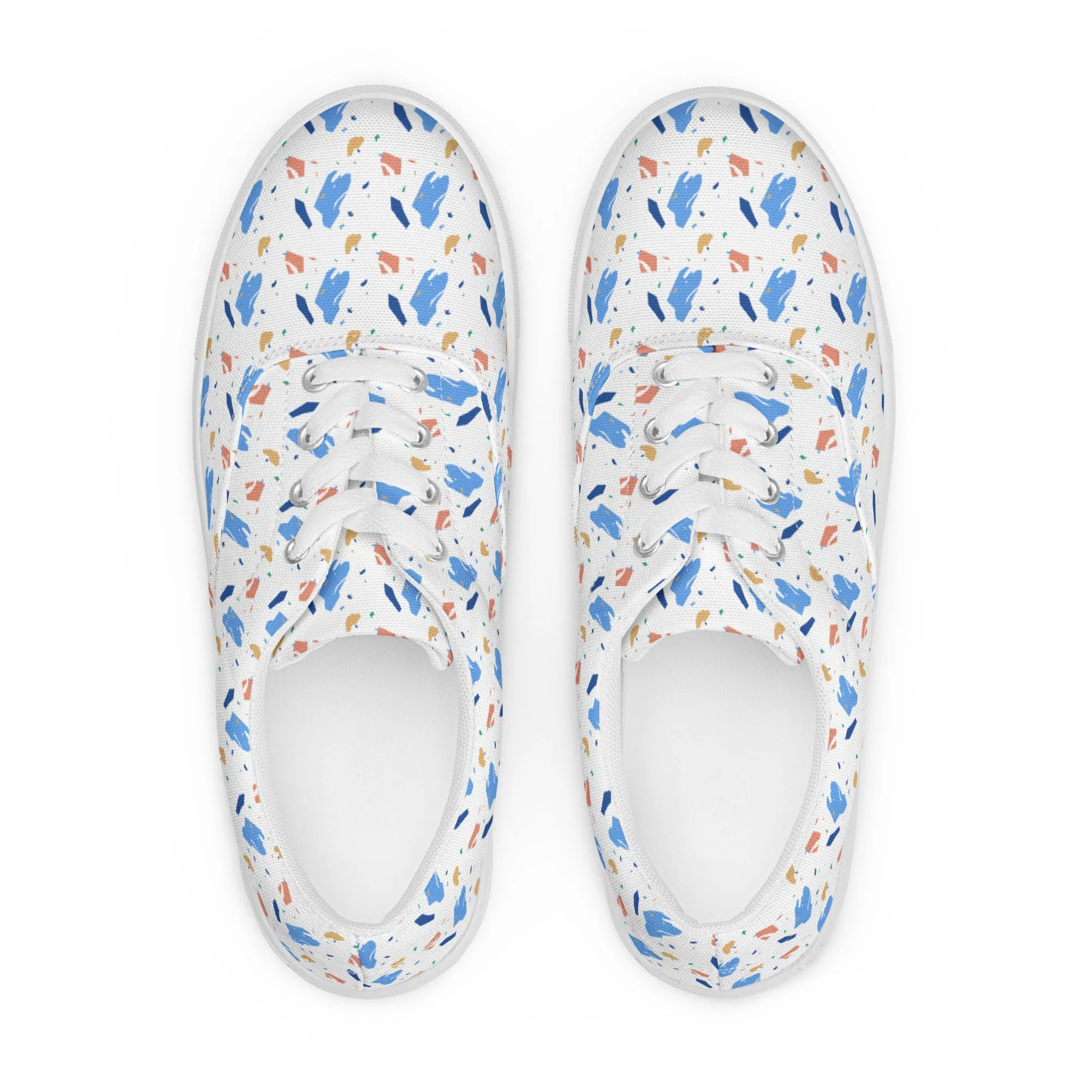 Men’s lace-up canvas shoes  - Colorful terrazzo pattern design - print on demand