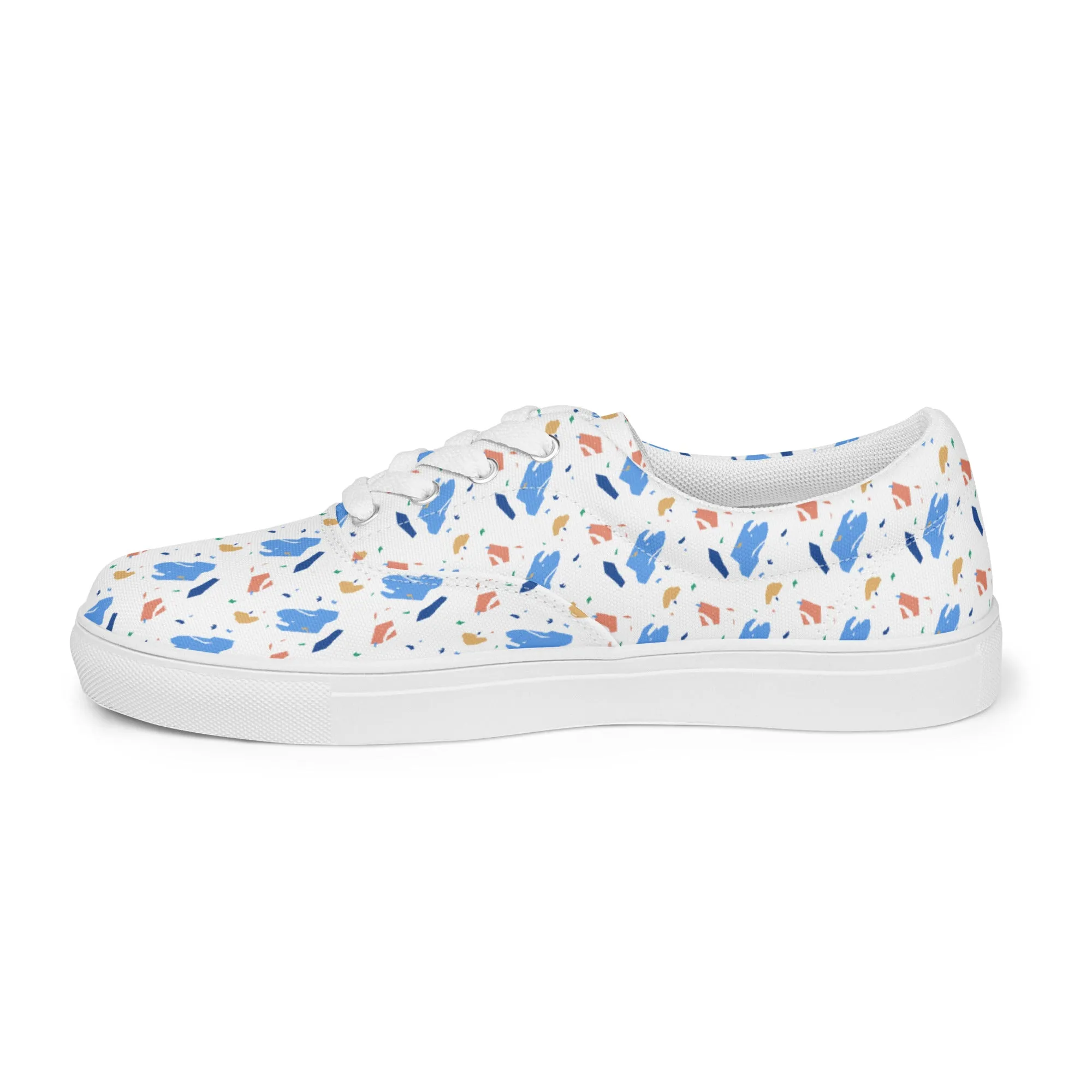 Men’s lace-up canvas shoes  - Colorful terrazzo pattern design - print on demand