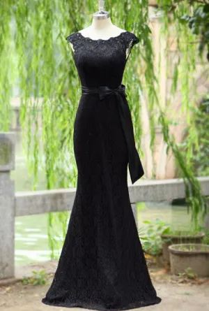 Mermaid Prom Dress,Lace Black Prom Dress,Evening Dress