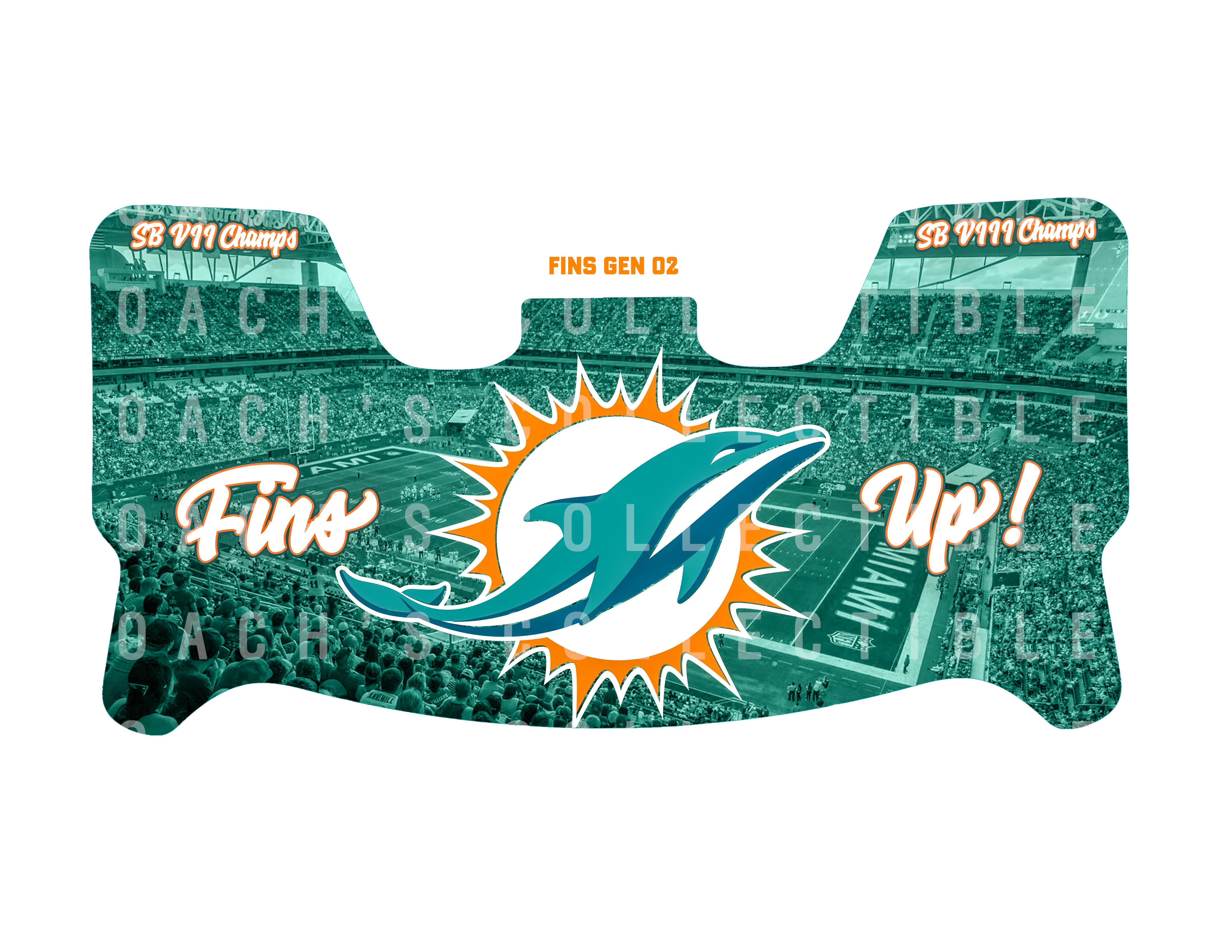 Miami Dolphins Custom Visor for Any Full Size Riddell Helmet (Universal Fit) (2)