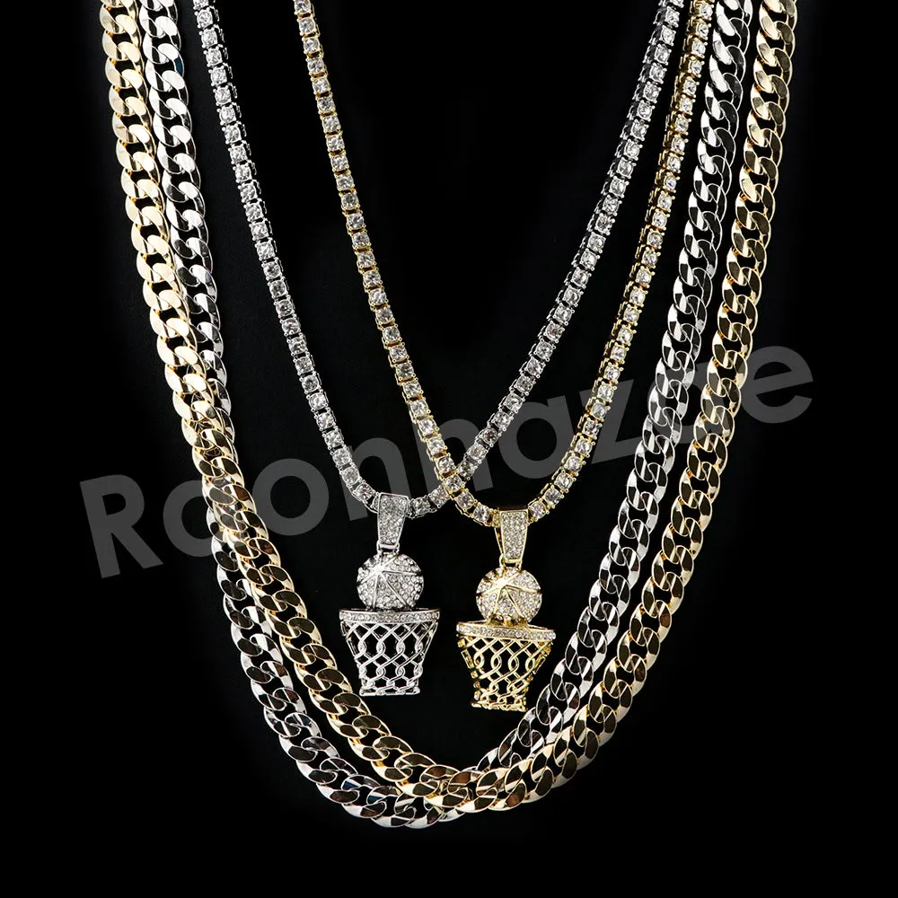 Micro Pave Microphone Pendant w/ 18" Tennis / 30" Cuban Chain X7
