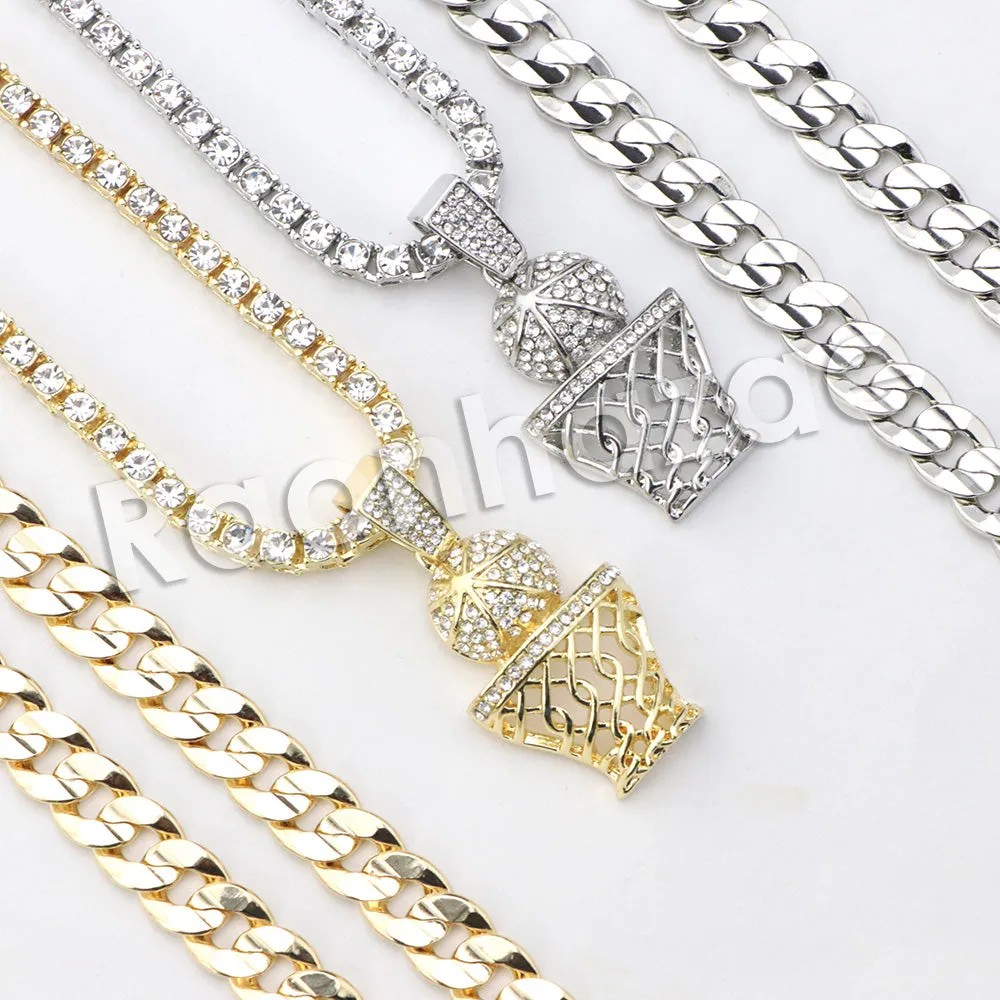 Micro Pave Microphone Pendant w/ 18" Tennis / 30" Cuban Chain X7