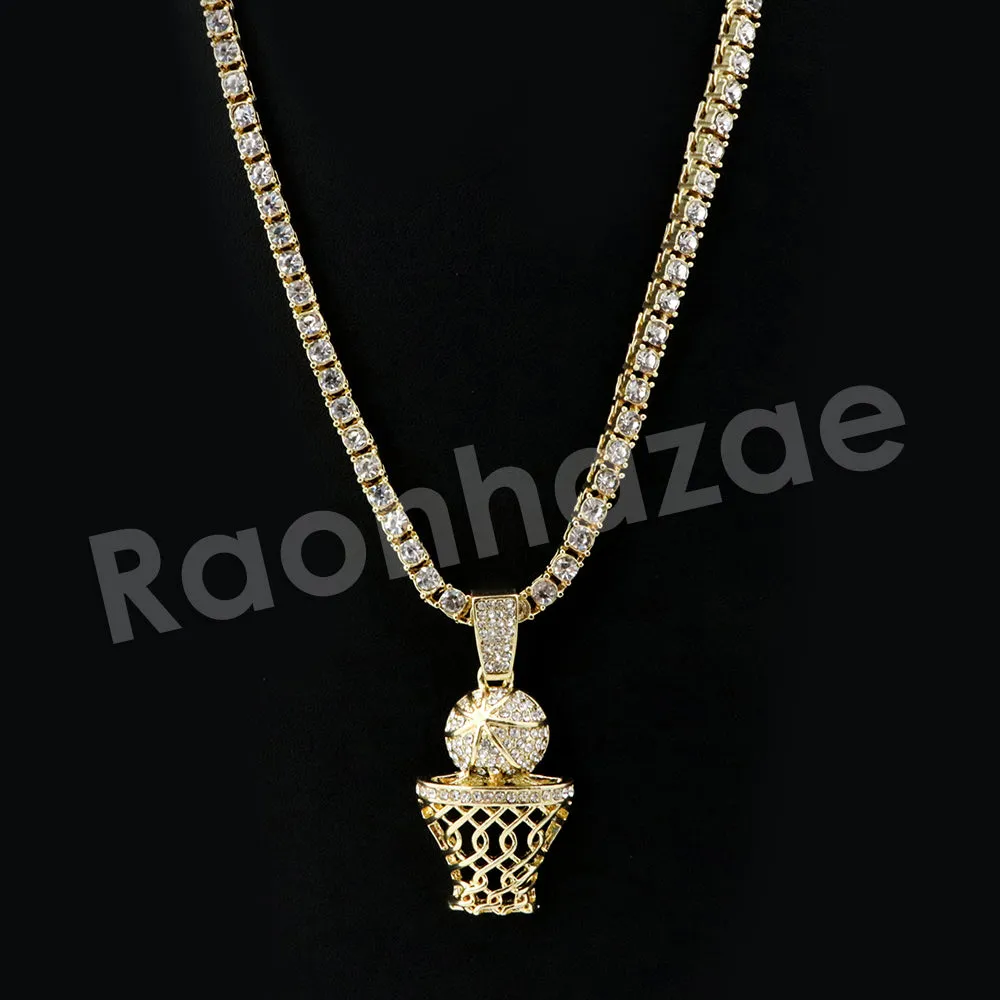 Micro Pave Microphone Pendant w/ 18" Tennis / 30" Cuban Chain X7