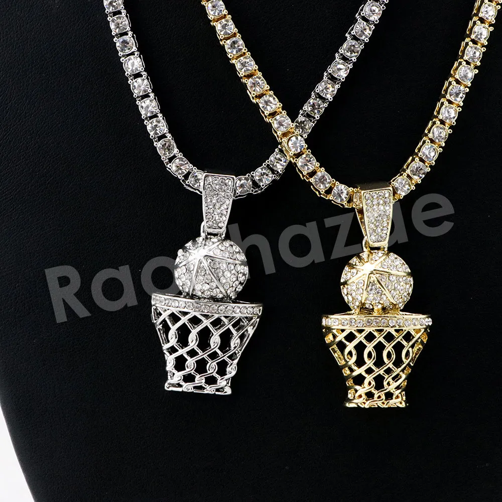 Micro Pave Microphone Pendant w/ 18" Tennis / 30" Cuban Chain X7