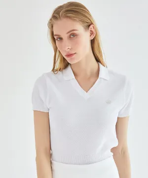 MYCL V-Collar Waist-band Knit T-shirt - White