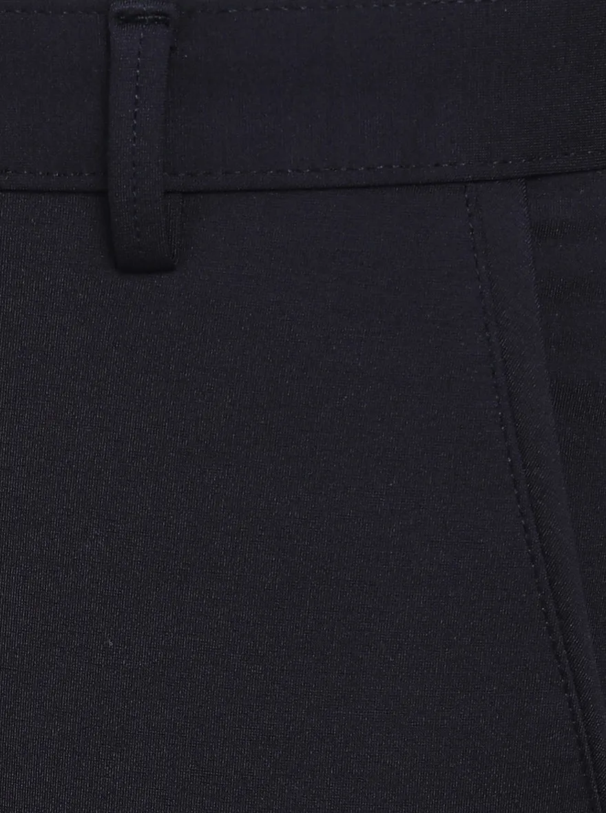 Navy Blue Solid Slim Fit Formal Trouser | JB Studio