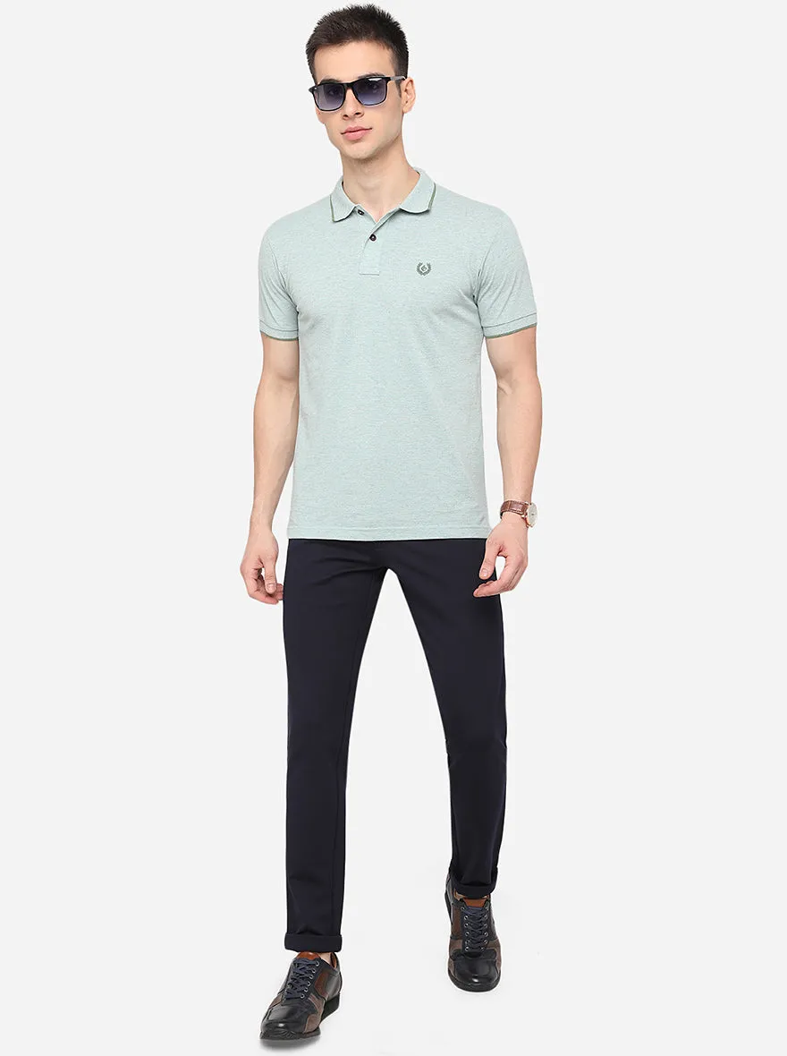 Navy Blue Solid Slim Fit Formal Trouser | JB Studio