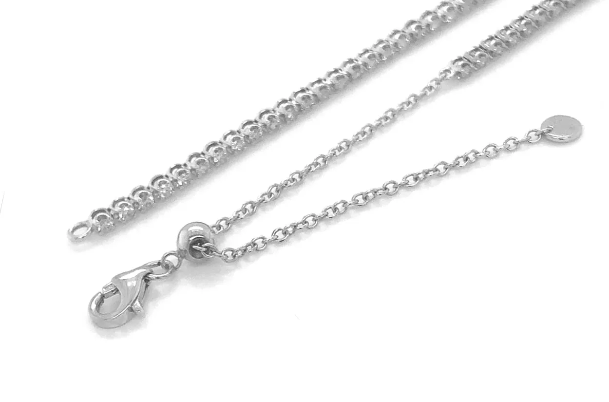 Necklace 14kt Gold Round Diamonds Tennis 1.84 cts Adjustable