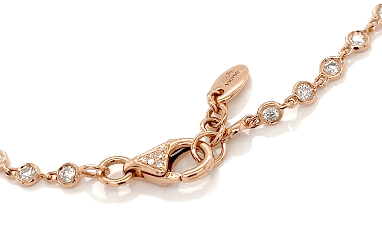 Necklace 18kt Gold Bezel Setting Diamonds Tennis 2.22 cts