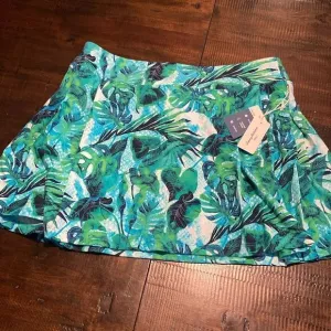 New Tommy Bahama Golf Tennis Skort Skirt Large Pleated Stretch UPF 50 Green