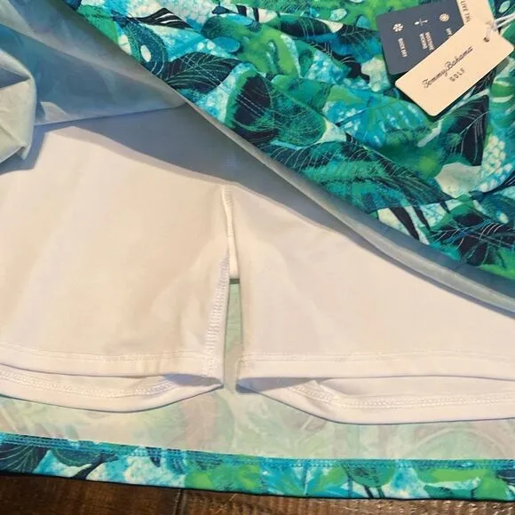 New Tommy Bahama Golf Tennis Skort Skirt Large Pleated Stretch UPF 50 Green