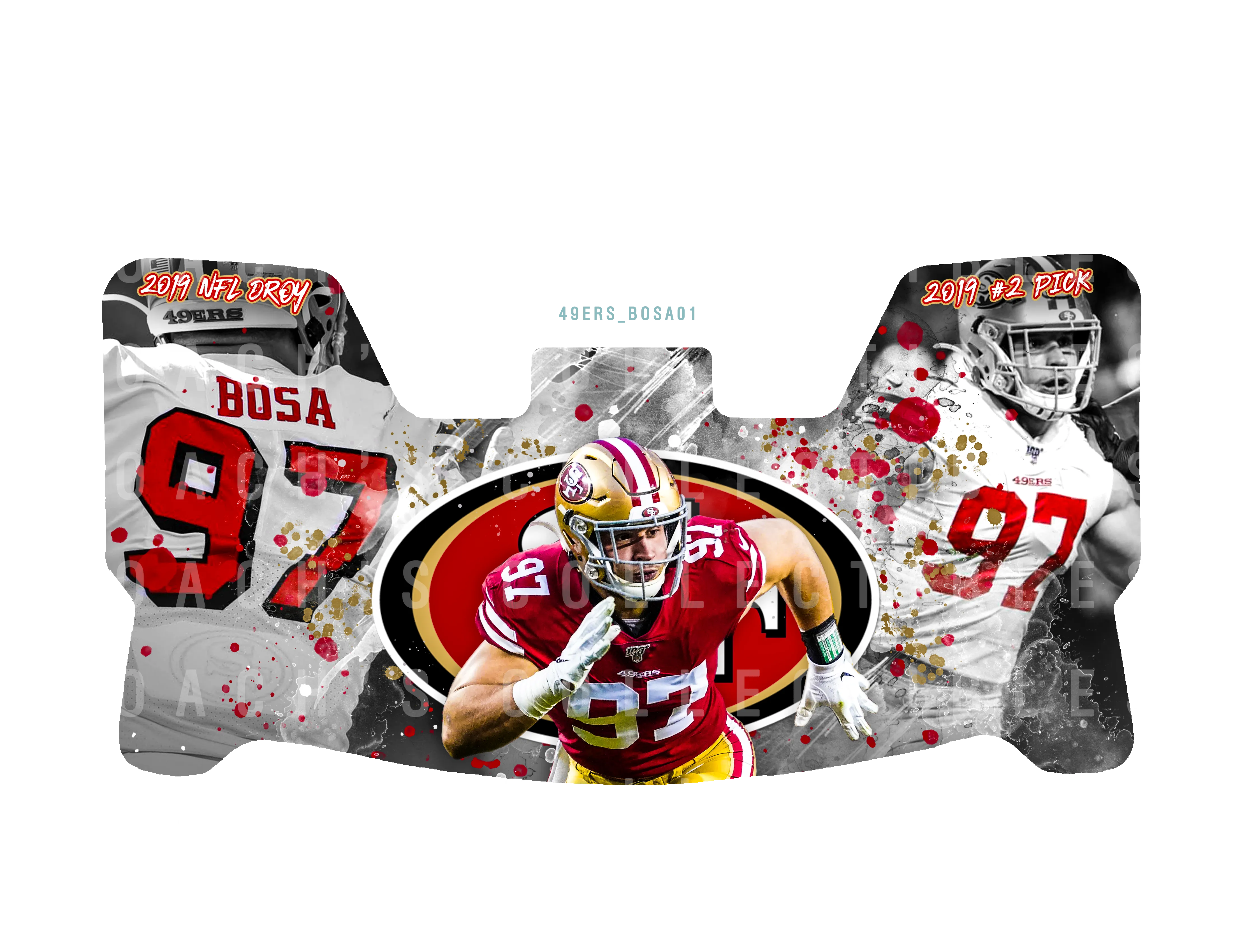Nick Bosa Custom Visor for Any Full Size Riddell Helmet (Universal Fit)