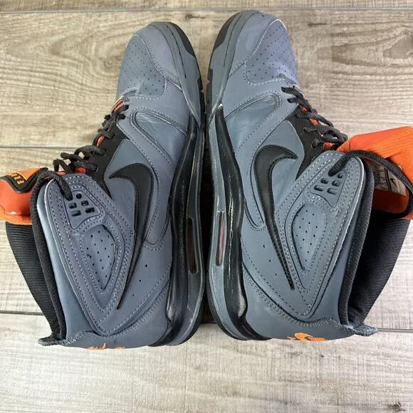 Nike Air Flight Falcon Mens Size 10 Mid Shoes Wolf Grey Team Orange Suede 397204