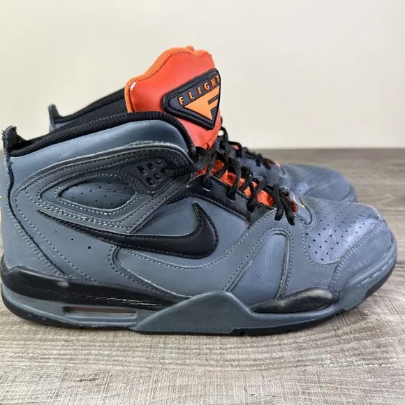 Nike Air Flight Falcon Mens Size 10 Mid Shoes Wolf Grey Team Orange Suede 397204
