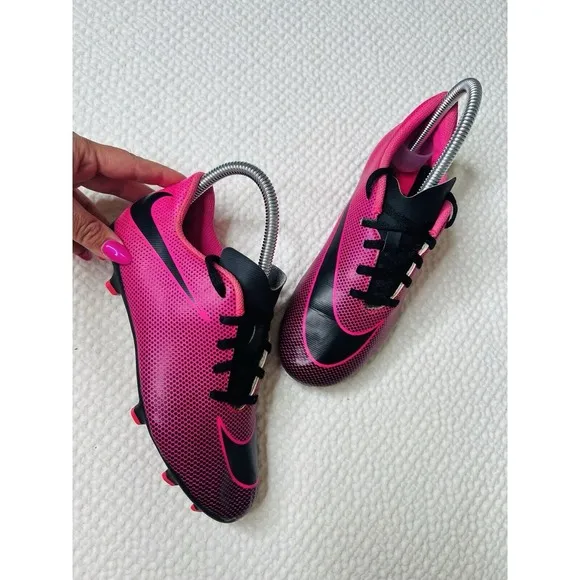 Nike Jr Bravata II FG Soccer Cleat 844442-600 Pink Blast, Black, Kids Size 3.5Y