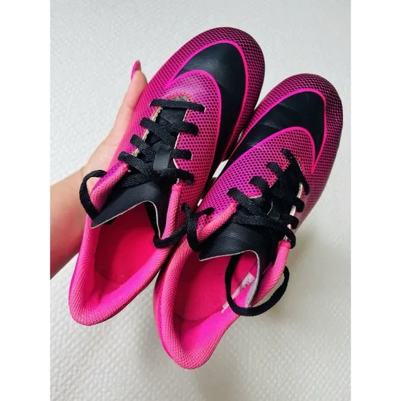 Nike Jr Bravata II FG Soccer Cleat 844442-600 Pink Blast, Black, Kids Size 3.5Y