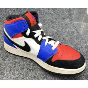 Nike Shoes Size 6.5Y Air Jordan 1 Mid Top Sneakers 554725-124 Blue Red White