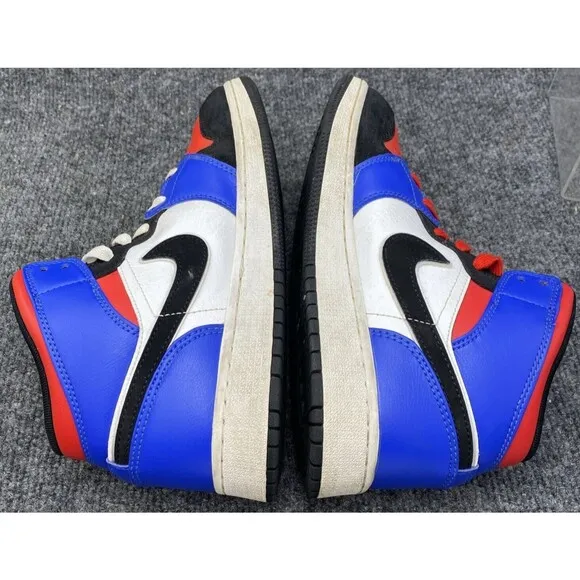 Nike Shoes Size 6.5Y Air Jordan 1 Mid Top Sneakers 554725-124 Blue Red White