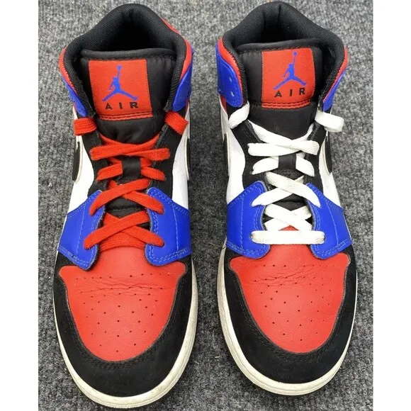 Nike Shoes Size 6.5Y Air Jordan 1 Mid Top Sneakers 554725-124 Blue Red White
