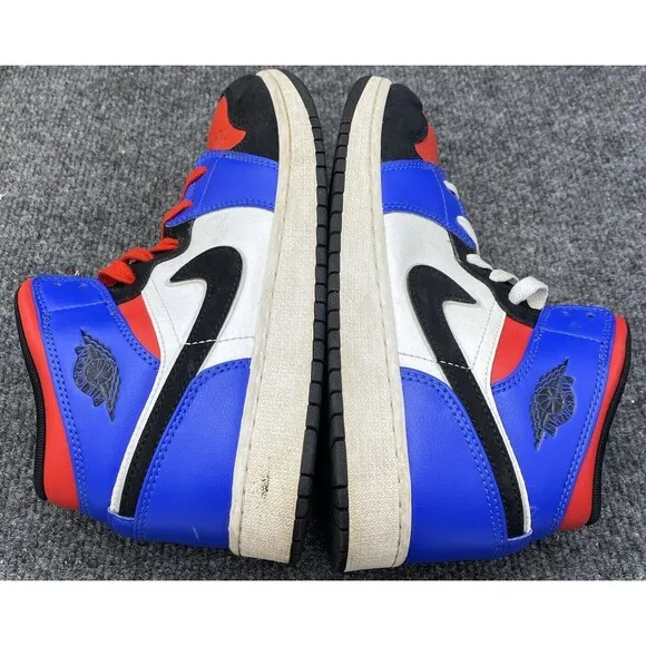 Nike Shoes Size 6.5Y Air Jordan 1 Mid Top Sneakers 554725-124 Blue Red White