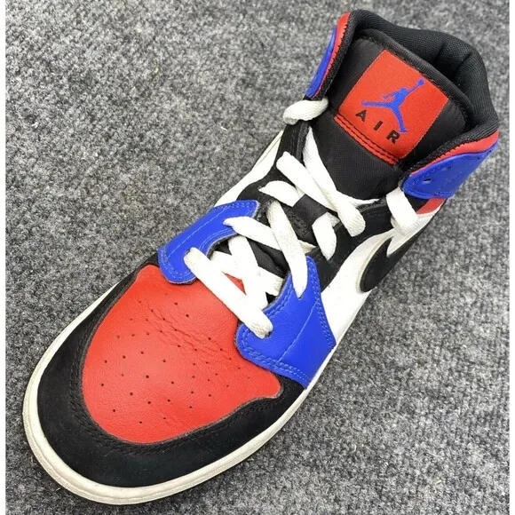 Nike Shoes Size 6.5Y Air Jordan 1 Mid Top Sneakers 554725-124 Blue Red White