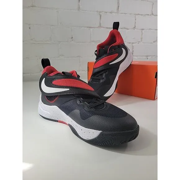 Nike Team Hustle D 11 (GS) Basketball Shoes Black Red 5 Youth