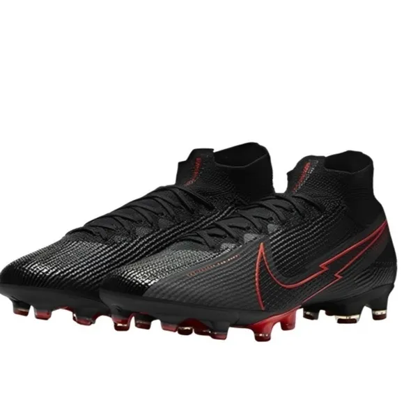 Nike Zoom Mercurial Superfly 7 Pro FG Black Red Sz 6